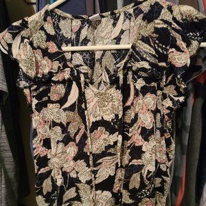 Navy floral blouse